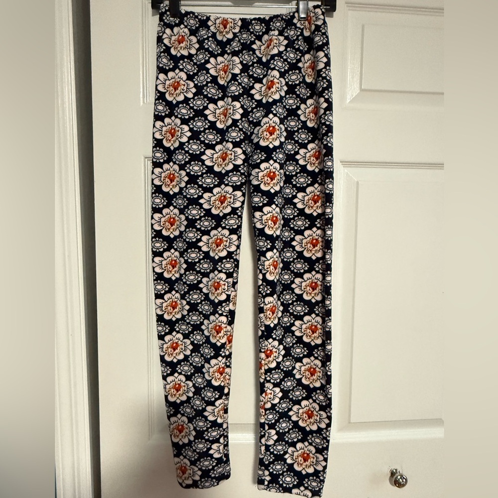 Floral Patterned Fleece Pajama Pants